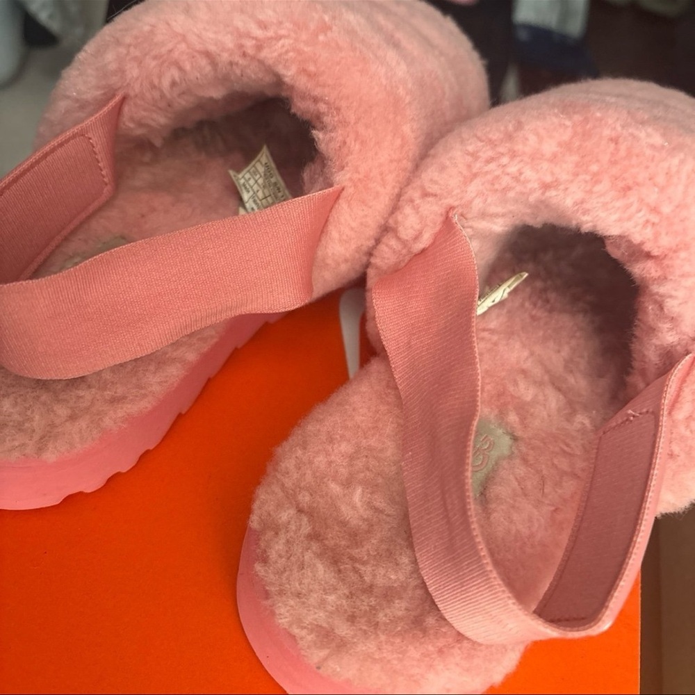 UGG Super Fluff Women's Pink/ Coral Slipper- Size 6 SLINGBACK SLIP ON - Picture 8 of 11